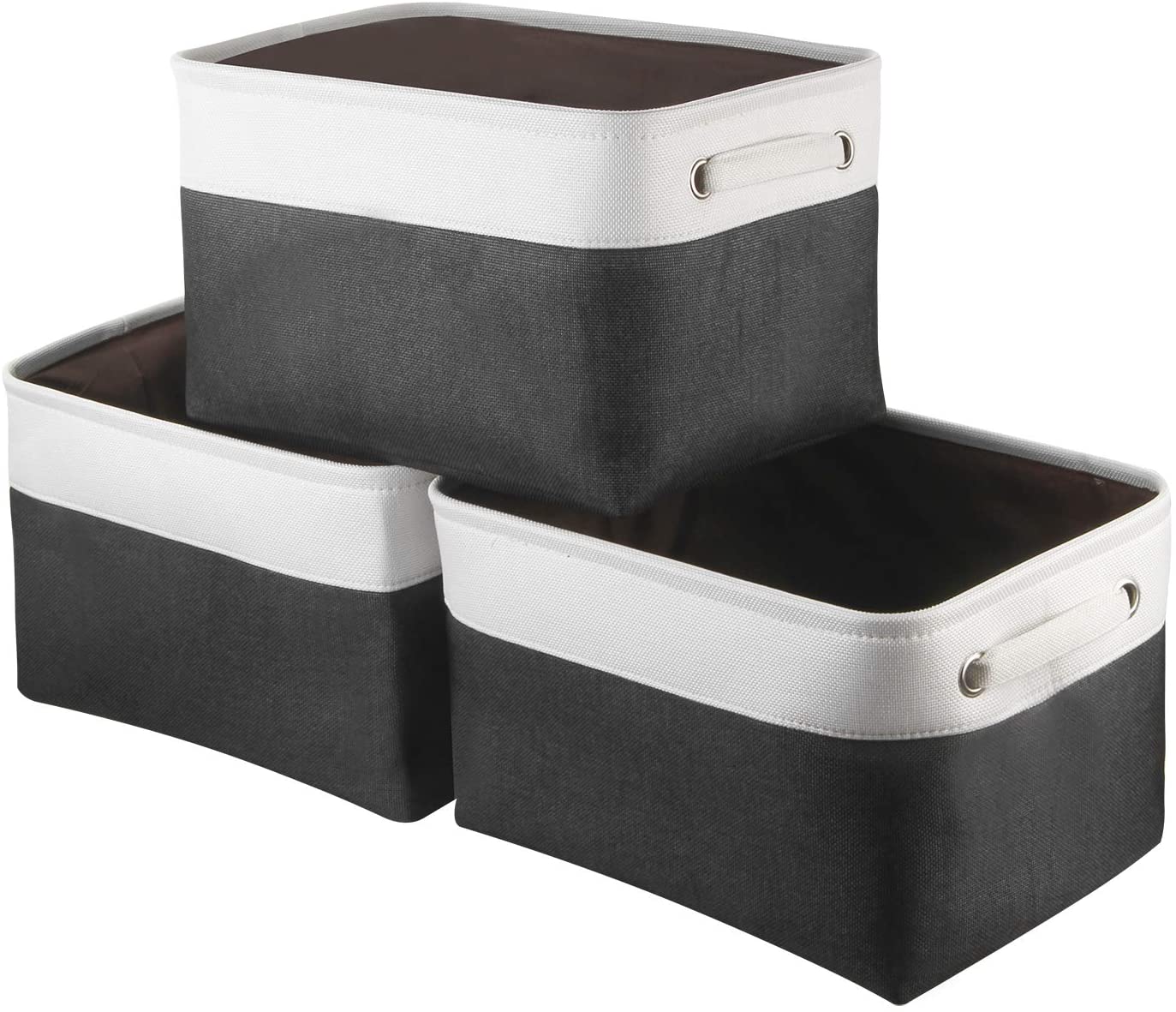 Awekris Large Storage Basket Bin Set [3-Pack] (Grey) (Black and White)