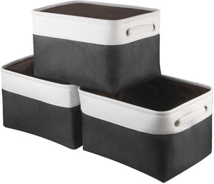 Awekris Large Storage Basket Bin Set [3-Pack]  (Grey) (Black and White)