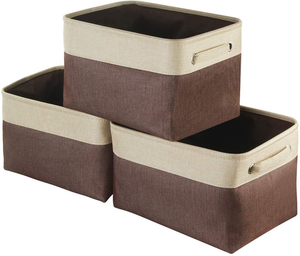 Awekris Large Storage Basket Bin Set [3-Pack](Grey) (Coffee)