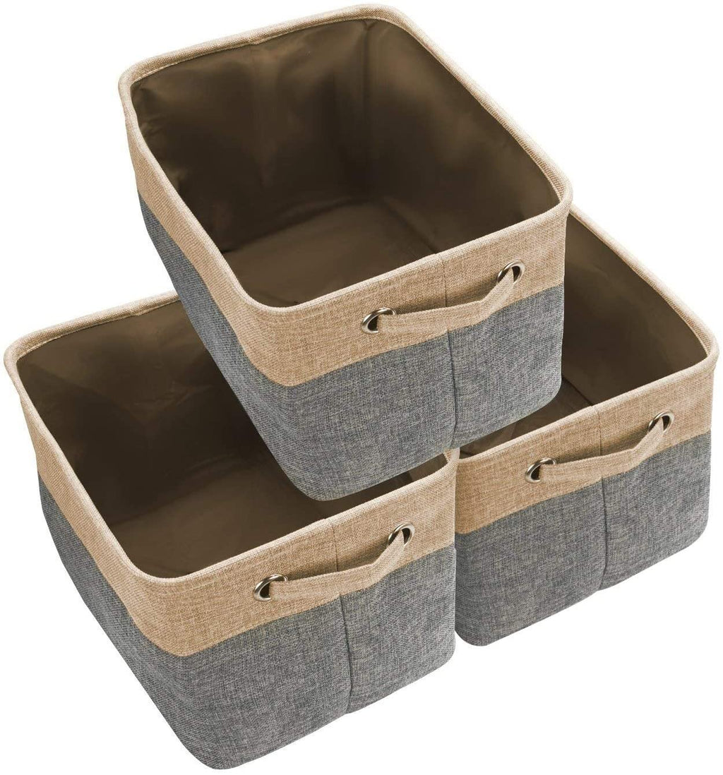 Awekris Large Storage Basket Bin Set [3-Pack]  Grey/Tan (Grey)