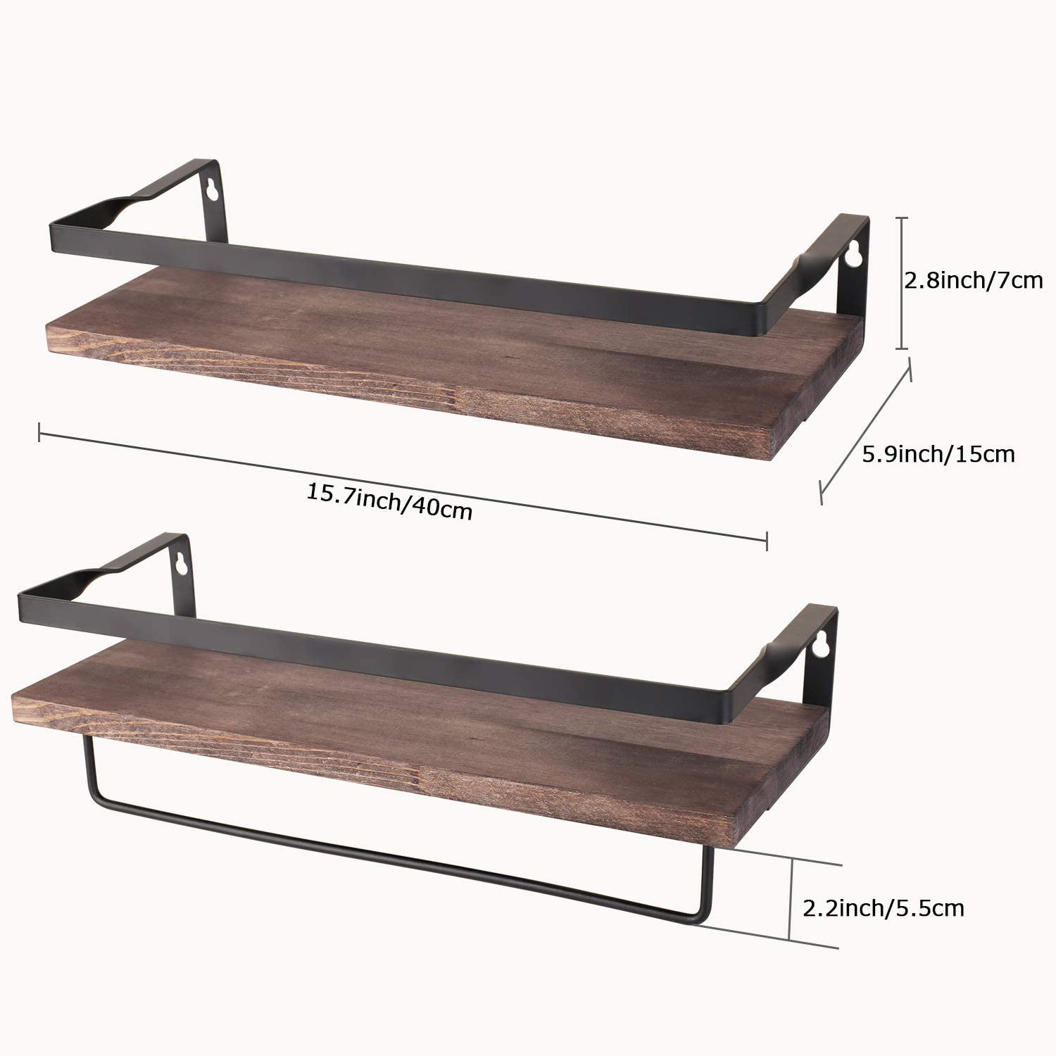 Awekris Rustic Wood Wall Storage Shelves Set