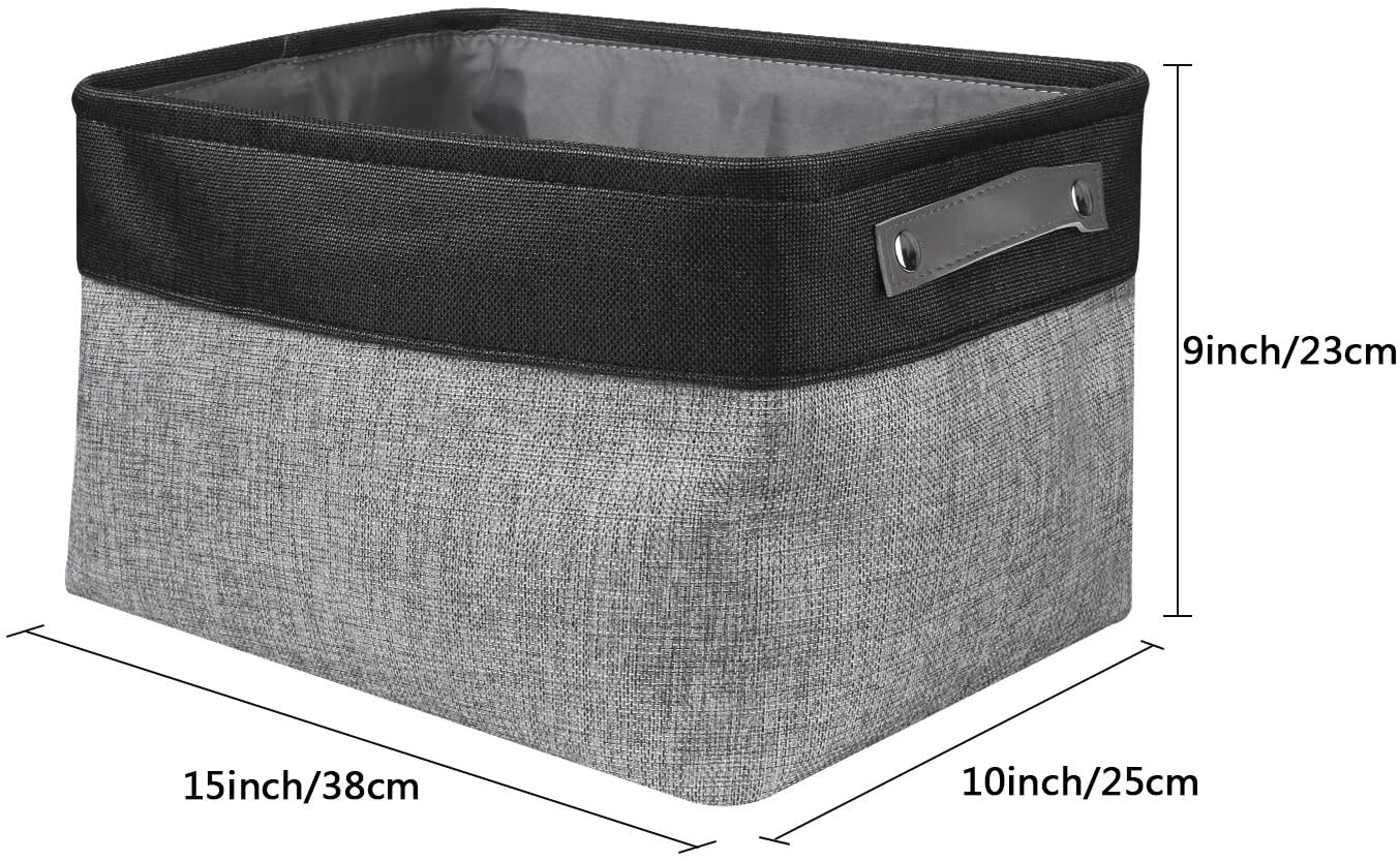 Awekris Large Storage Basket Bin Set [3-Pack] Grey/Tan (Light Blue)